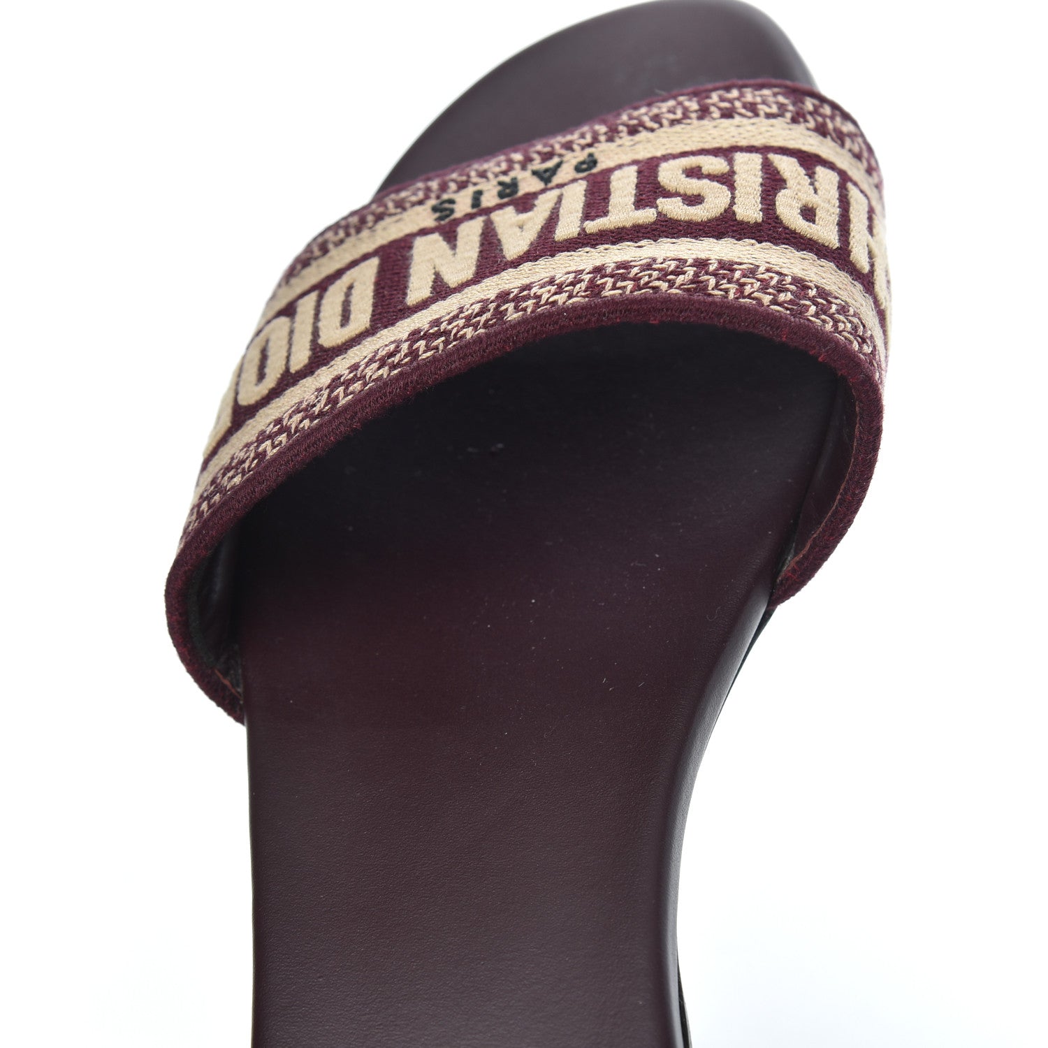 Christian Dior Canvas Embroidered Dway Mules Slide Sandals 40 Burgundy 10 of 16