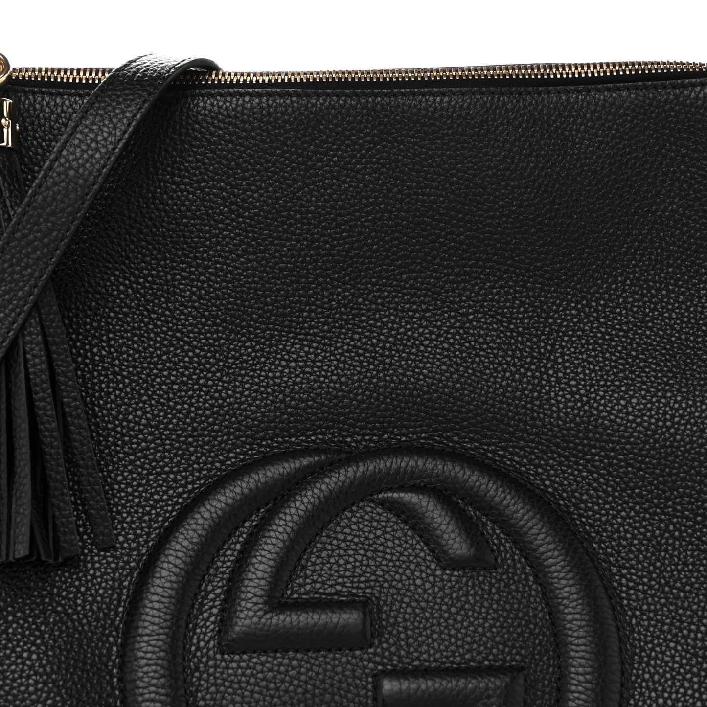 Pebbled Calfskin Large Soho Hobo Black