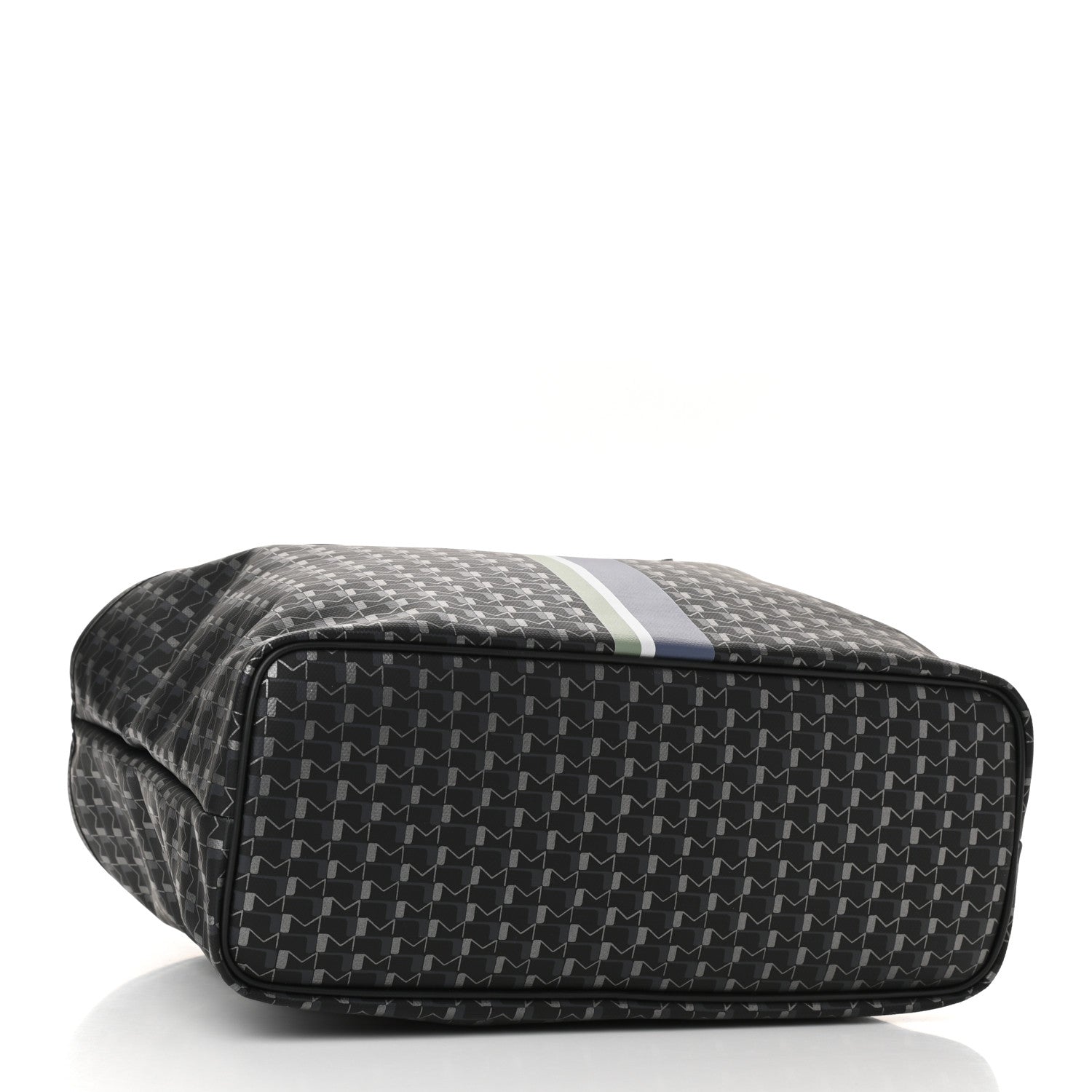 Moynat Grained Calfskin Canvas 1920 Oh! Tote Ruban MM Carbon Silver 4 of 12