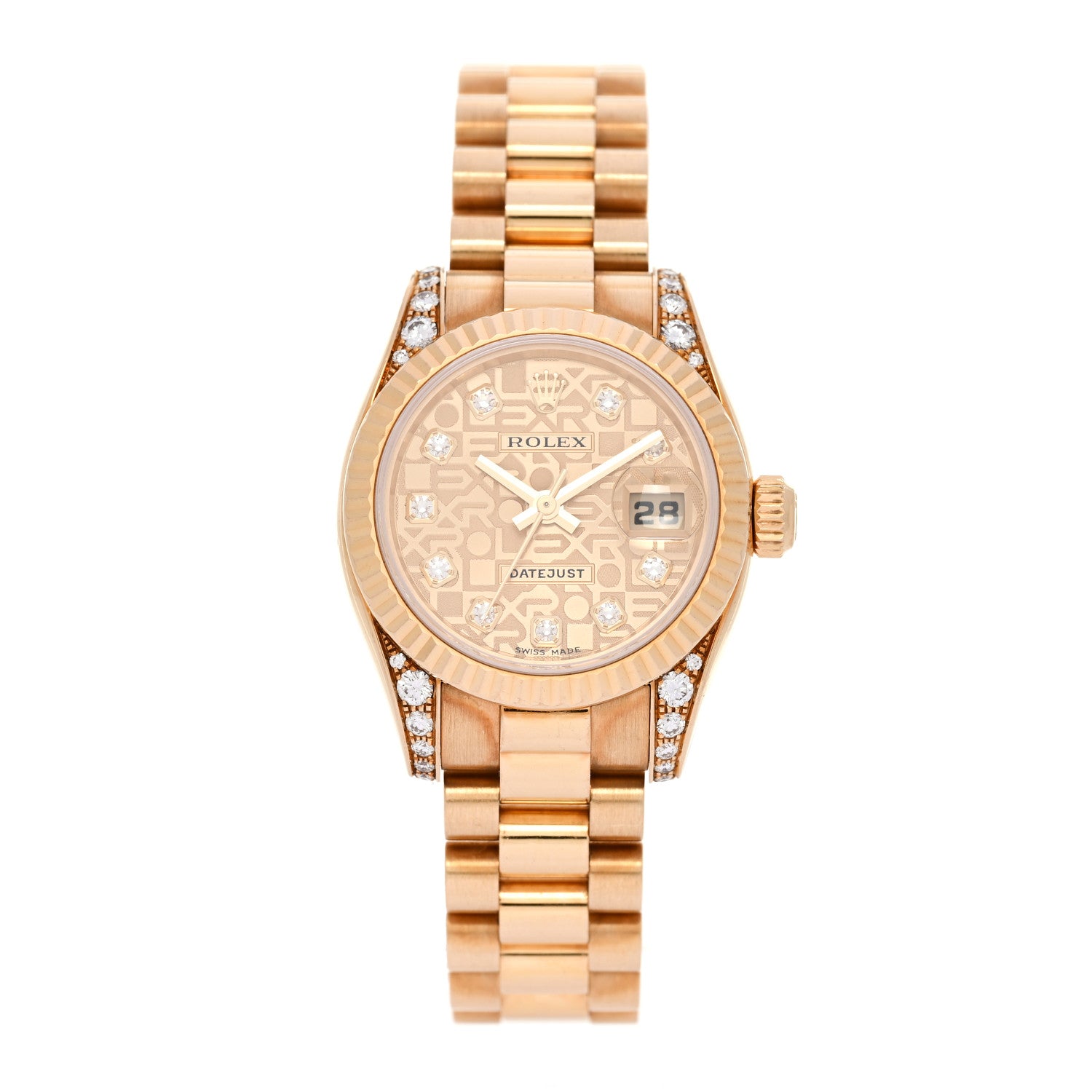 Rolex 18K Yellow Gold Diamond 26mm Oyster Perpetual Lady Datejust President Watch Champagne Jubilee 179239 1 of 5