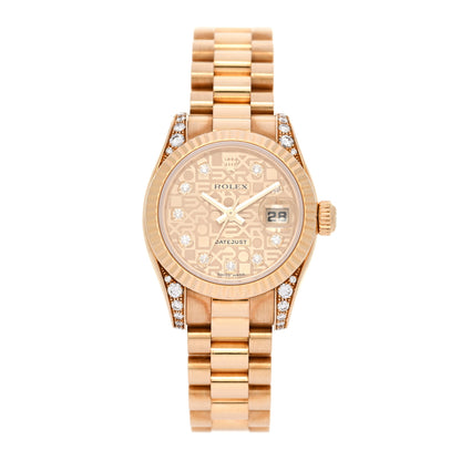 Rolex 18K Yellow Gold Diamond 26mm Oyster Perpetual Lady Datejust President Watch Champagne Jubilee 179239 1 of 5