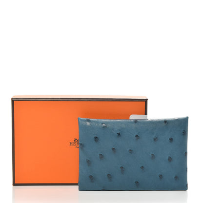 Hermes Ostrich Calvi Cobalt 7 of 7