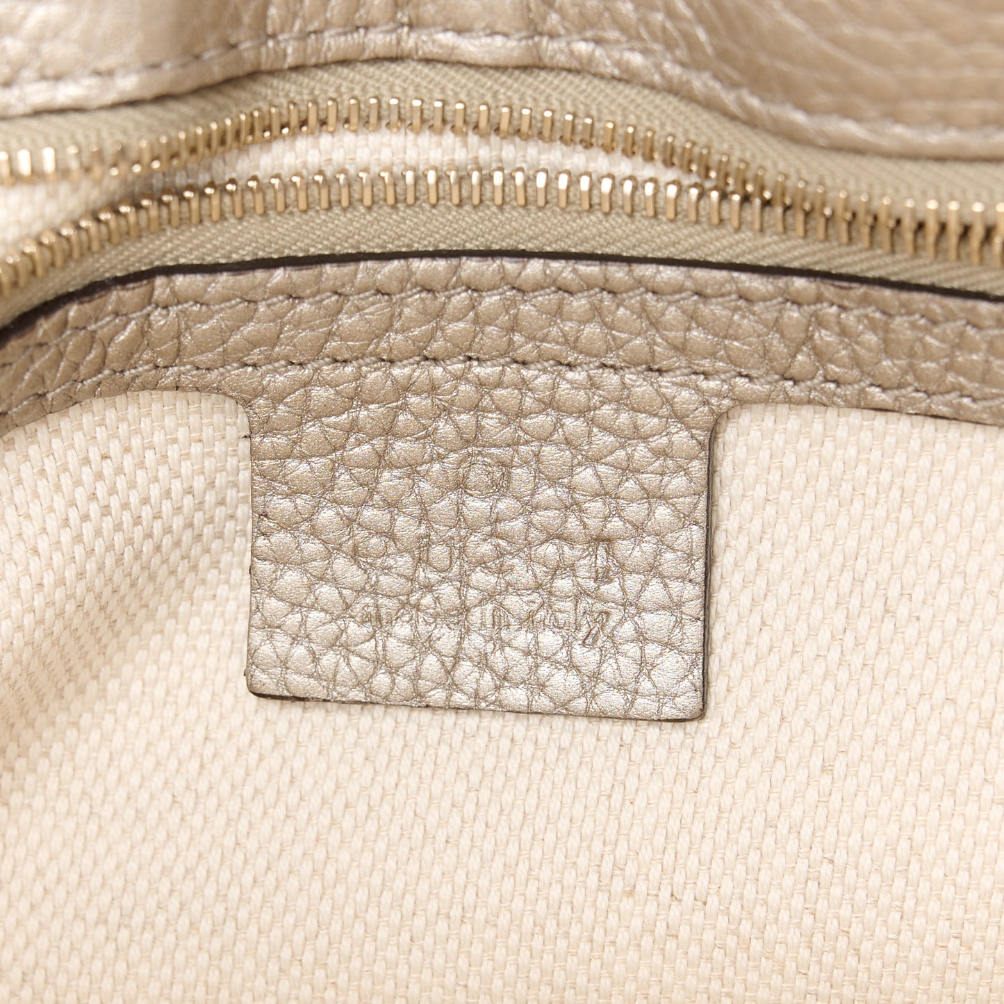 Metallic Pebbled Calfskin Medium Soho Flap Crossbody Golden Beige
