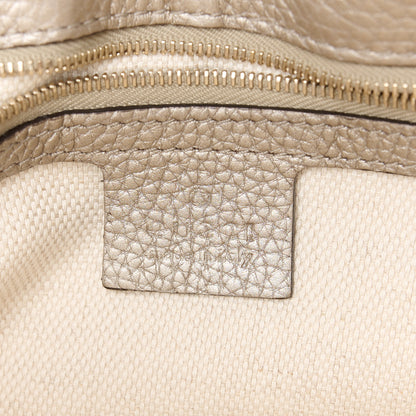 Gucci Metallic Pebbled Calfskin Medium Soho Flap Crossbody Golden Beige 6 of 11