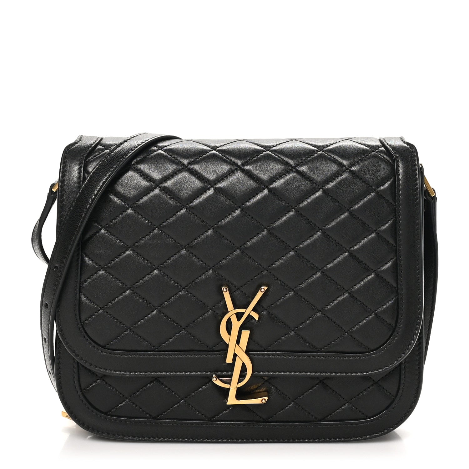 Saint Laurent Lambskin Quilted Monogram Medium Solferino Satchel Black 1 of 12