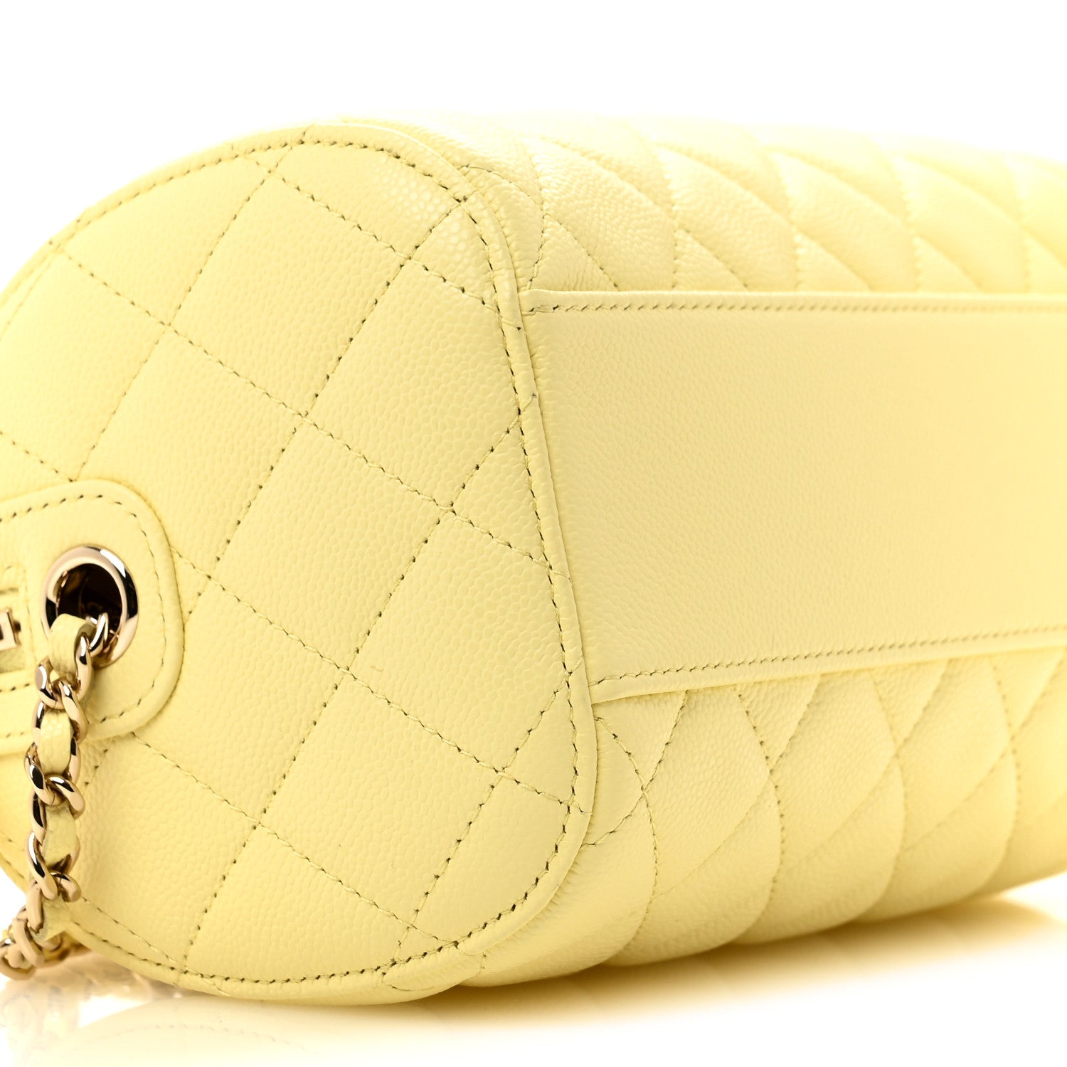 Chanel Caviar Quilted Barrel Clutch With Chain Light Yellow 9 of 11