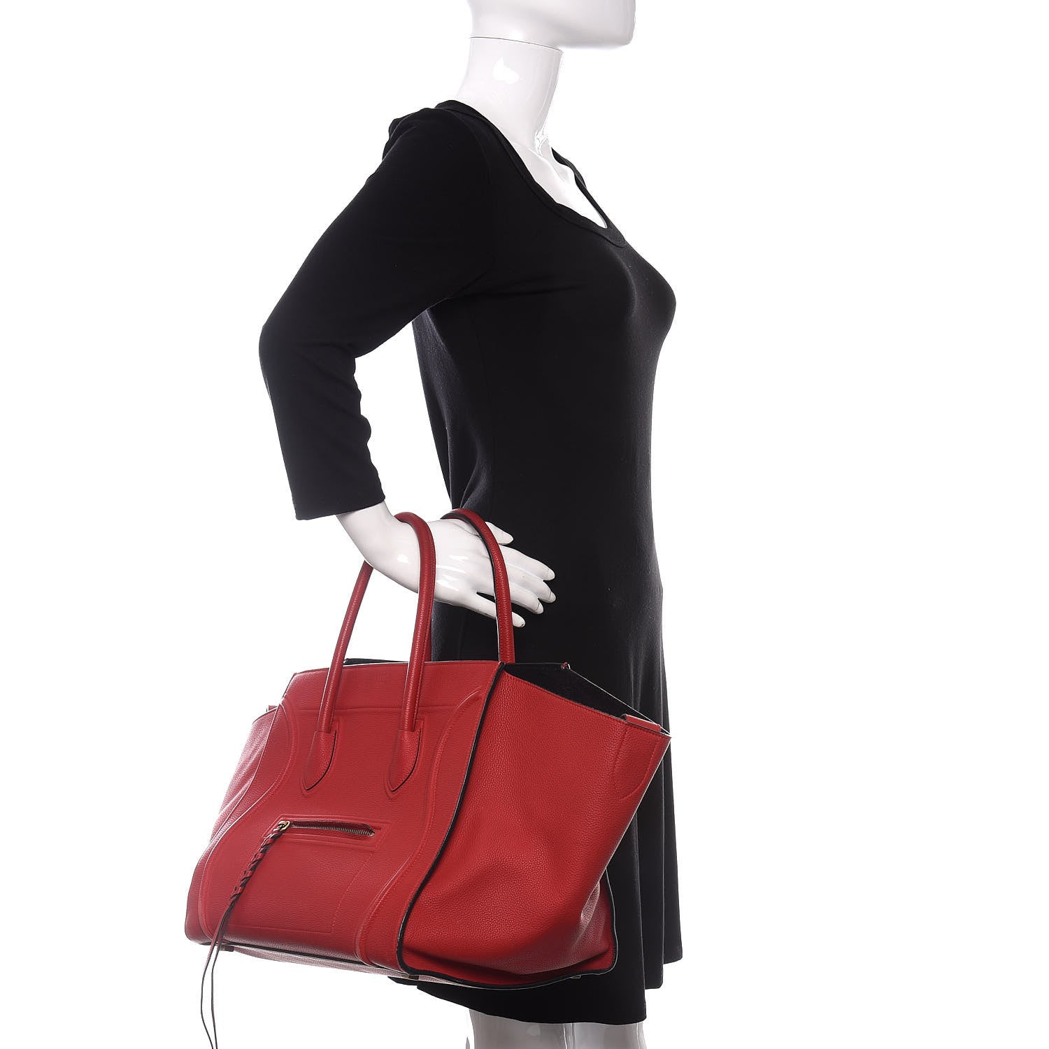 Celine Baby Grained Calfskin Medium Phantom Luggage Carmin 2 of 10