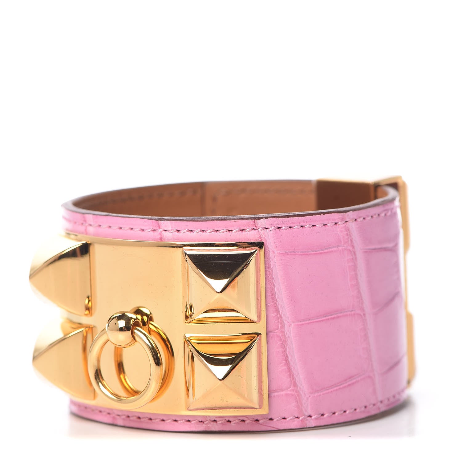 Hermes Matte Alligator Collier De Chien CDC Bracelet T2 5P Pink 1 of 6