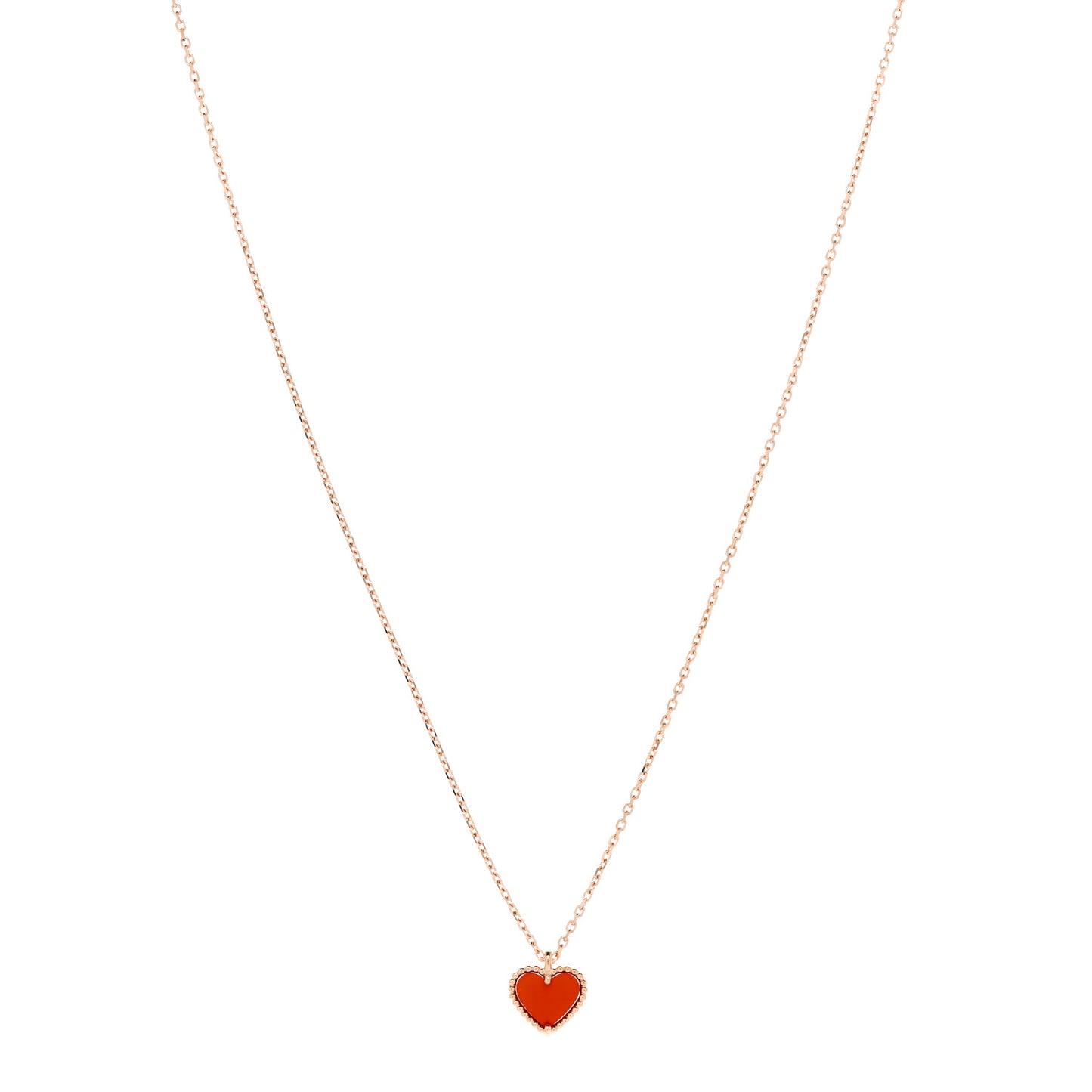 18K Rose Gold Carnelian Sweet Alhambra Heart Pendant Necklace