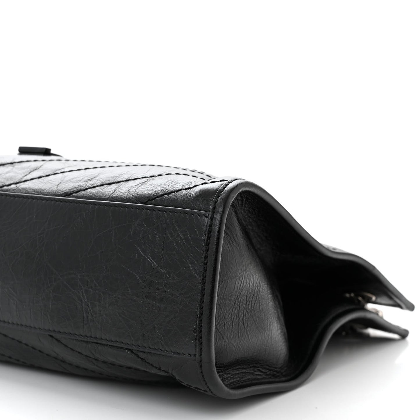 Crinkled Calfskin Matelasse Monogram Medium Niki Shopper Tote Black
