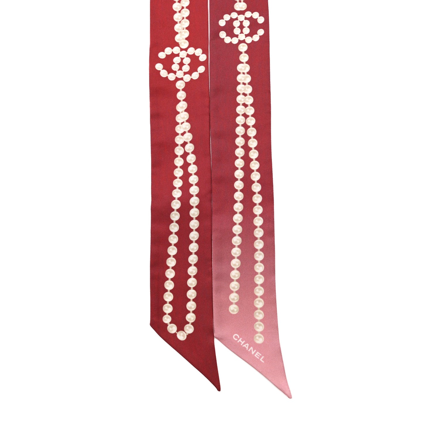 Silk Pearl CC Slim Bandeau Scarf Dark Red Ecru Pink