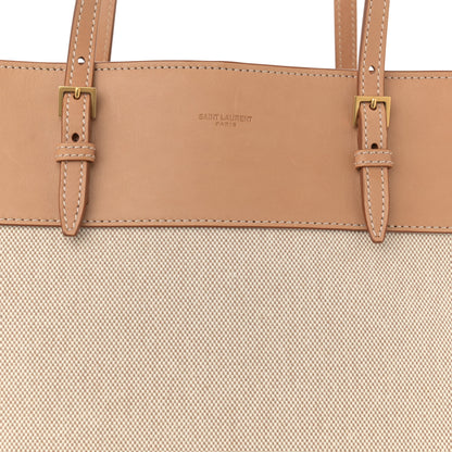 Saint Laurent Canvas Calfskin Medium Shopper Tote Naturale Beige 8 of 11