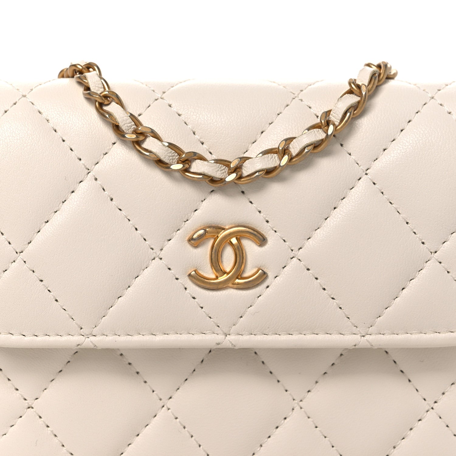 Chanel Lambskin Quilted Pearl Crush Clutch With Chain White 9 of 14