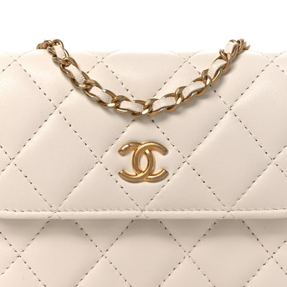 Chanel Lambskin Quilted Pearl Crush Clutch With Chain White 9 of 14