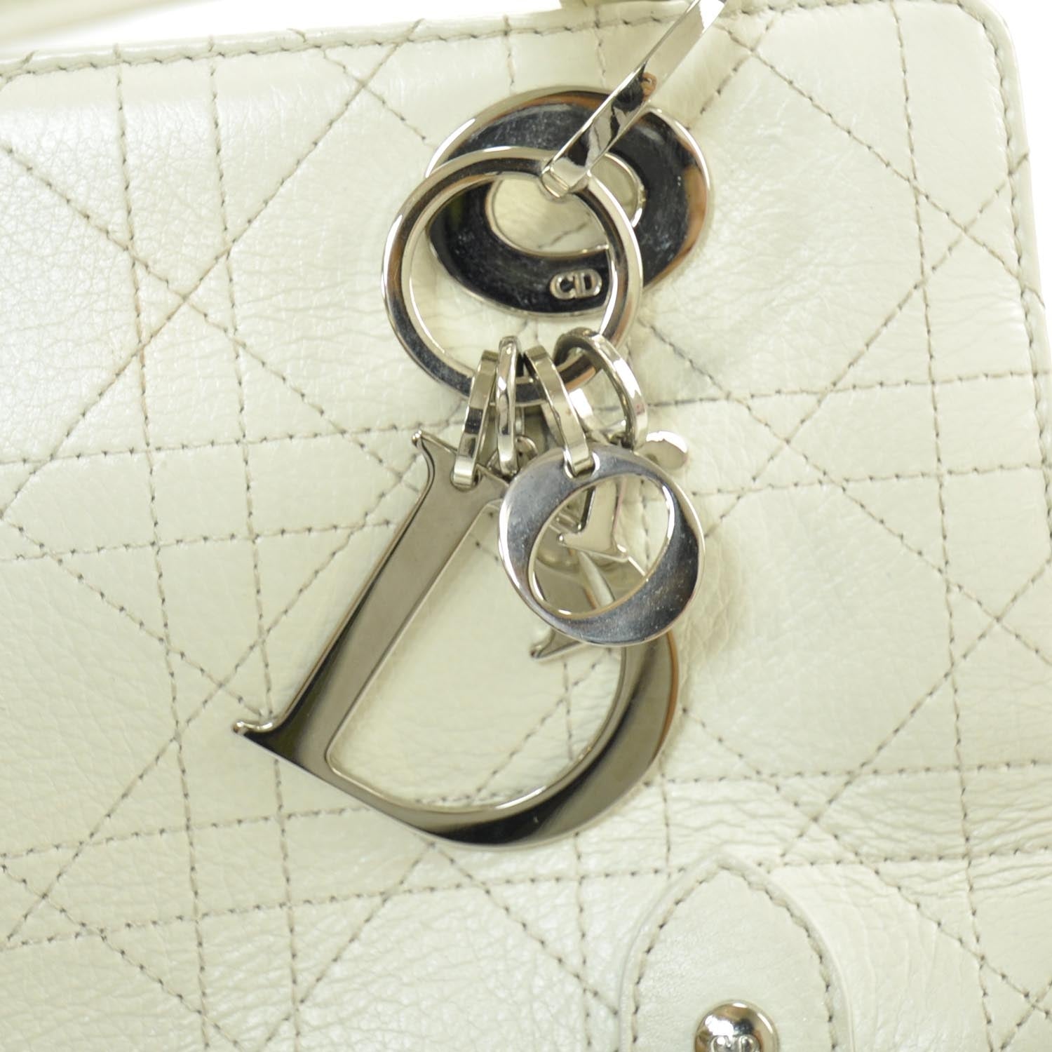 Christian Dior Calfskin Cannage Stitched East West Lady Dior White 9 of 9