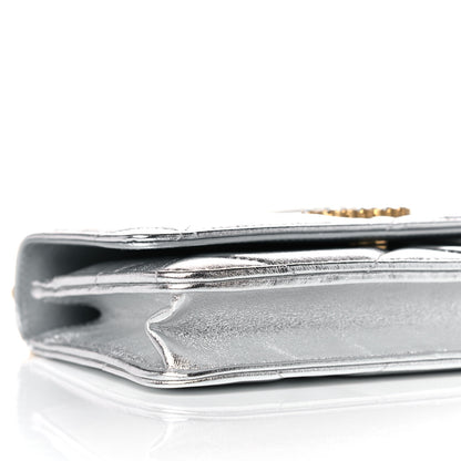 Chanel Metallic Lambskin Quilted Chanel 19 Wallet On Chain WOC Silver 9 of 14