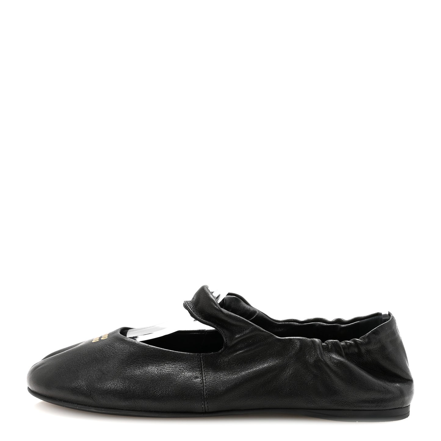 Nappa Ruched Ballerina Flats 37.5 Black