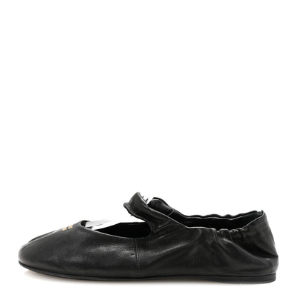 Miu Miu Nappa Ruched Ballerina Flats 37.5 Black 1 of 9