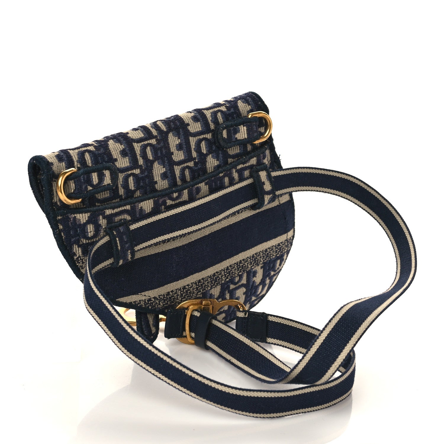 Christian Dior Oblique Embroidered Saddle Belt Pouch Blue 2 of 5