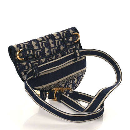 Christian Dior Oblique Embroidered Saddle Belt Pouch Blue 2 of 5
