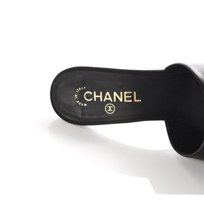 Chanel Goatskin Grosgrain Cap Toe Pearl Mule 40 Black 7 of 10