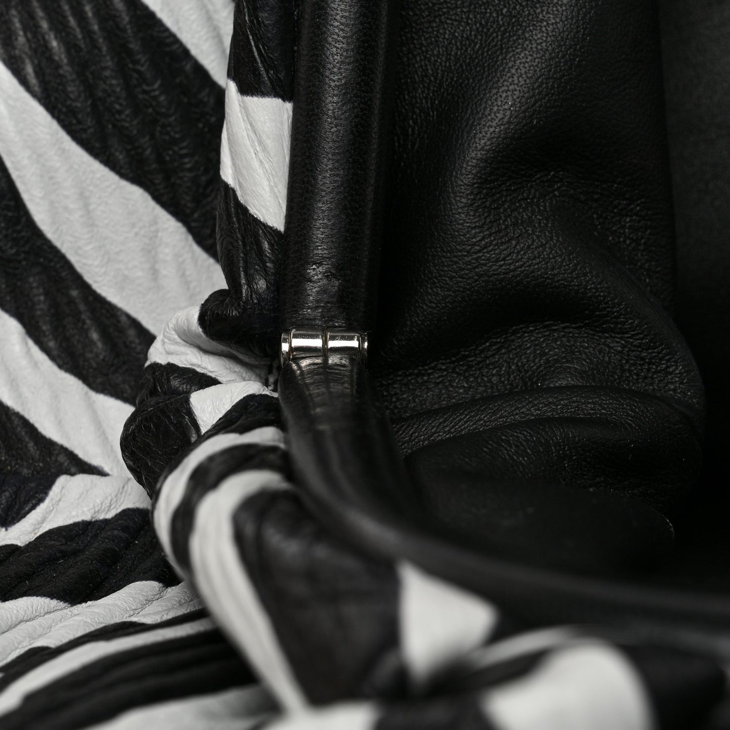 Nappa Zebra Print The Pouch Oversized Clutch White Black