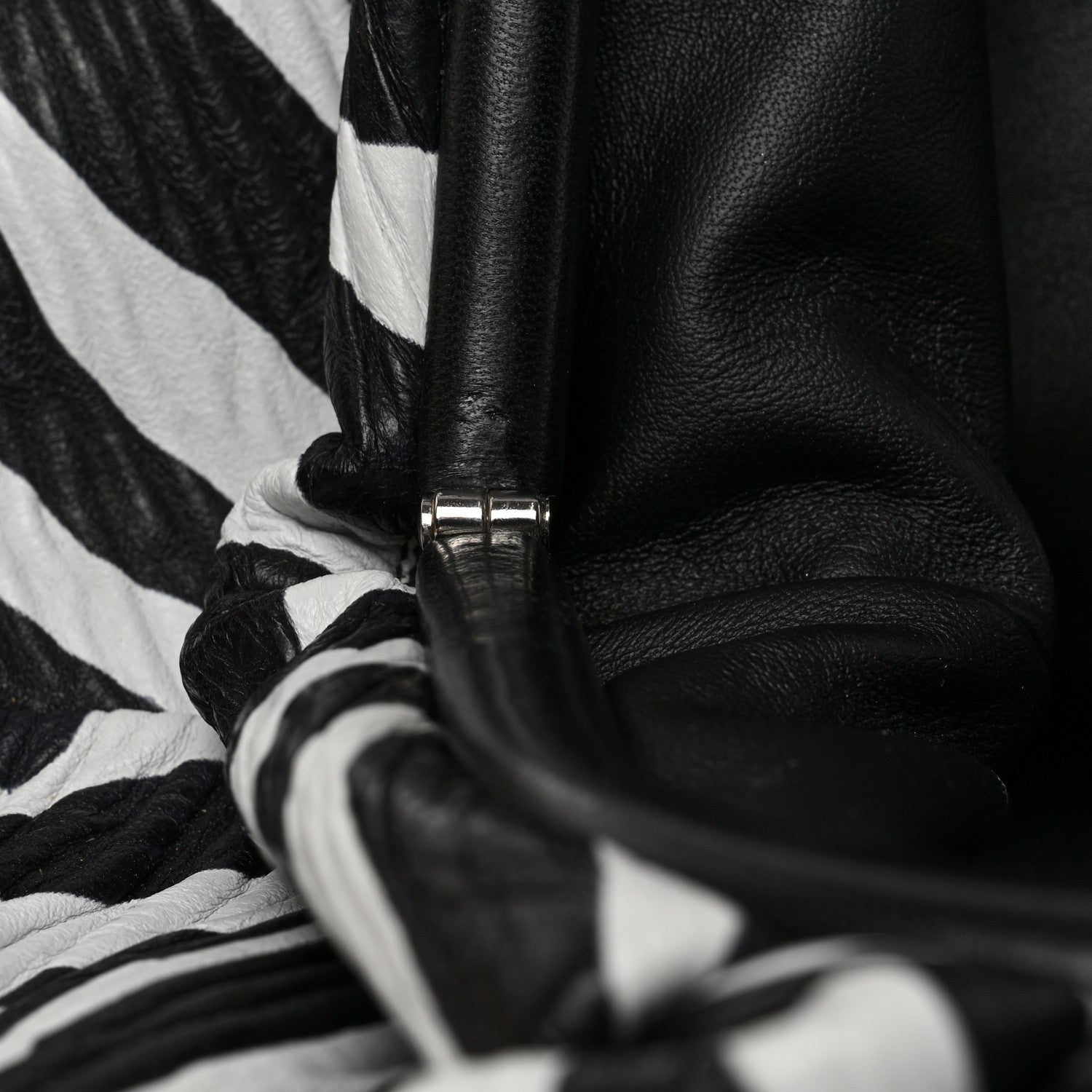 Bottega Veneta Nappa Zebra Print The Pouch Oversized Clutch White Black 9 of 9