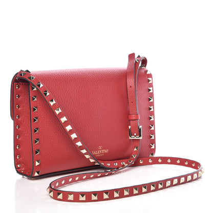 Valentino Garavani Pebbled Calfskin Medium Rockstud Flip Lock Crossbody Bag Red 4 of 10
