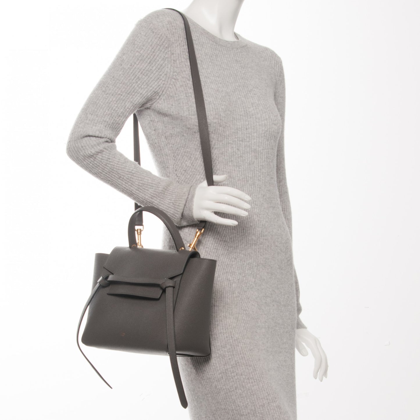 Baby Grained Calfskin Micro Belt Bag Grey