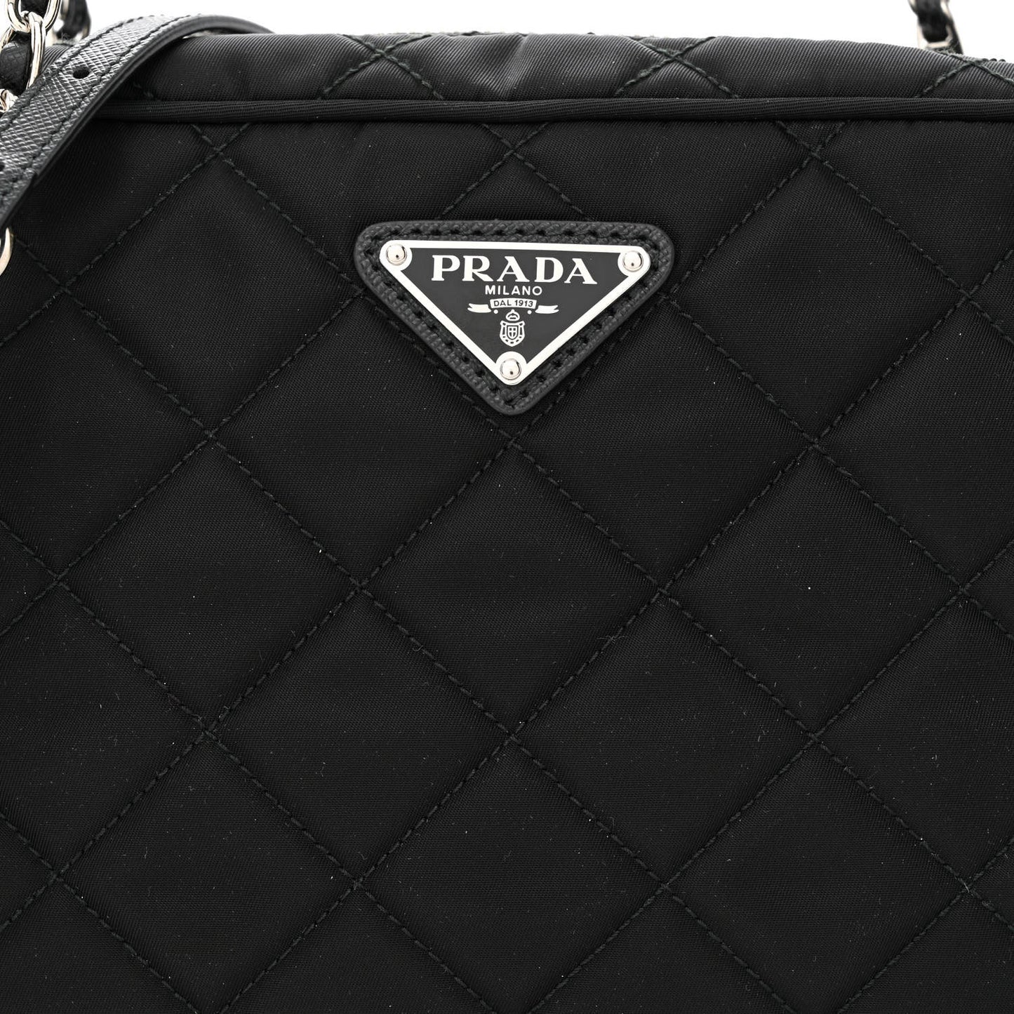 Nylon Tessuto Impuntu Quilted Bandoliera Crossbody Bag Black