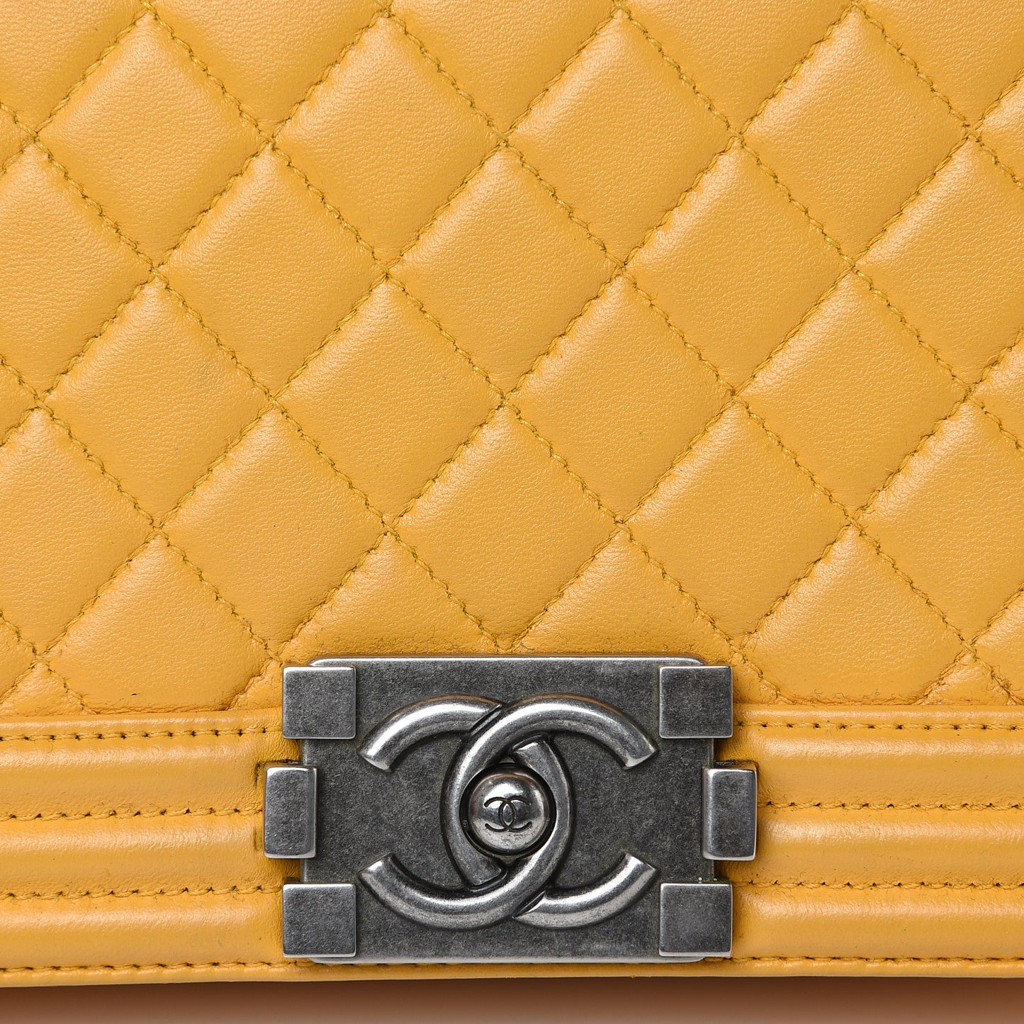 Lambskin Quilted Medium Boy Flap Yellow