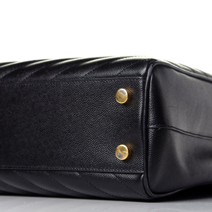 Saint Laurent Grain De Poudre Matelasse Chevron Monogram Shopping Bag Black 9 of 9