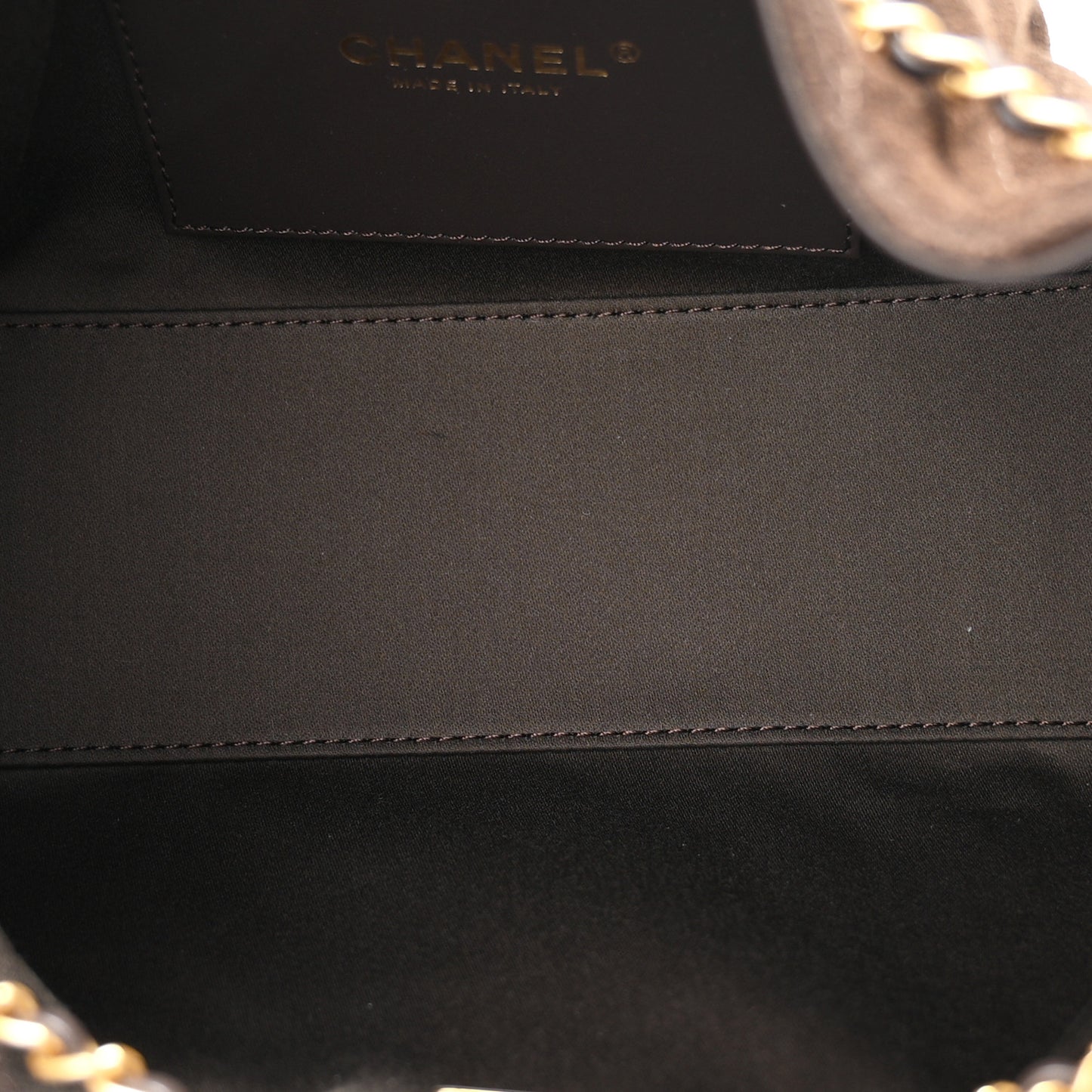 Suede Quilted Mini Chanel 25 Handbag Dark Brown