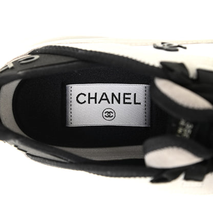 Chanel Velvet Calfskin Mixed Fibers CC Sneakers 39 Ivory Black 6 of 7