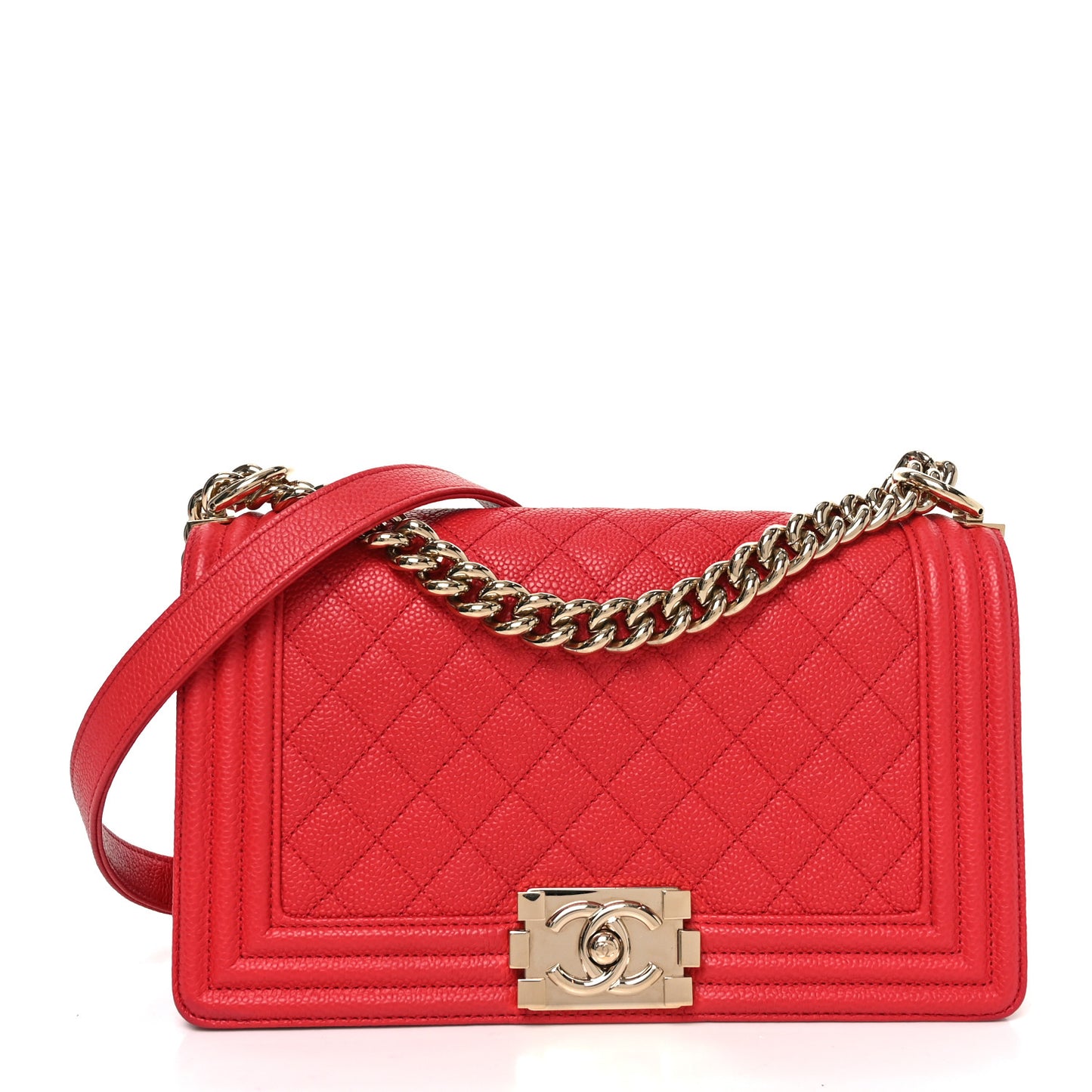 Caviar Quilted Medium Boy Flap Red