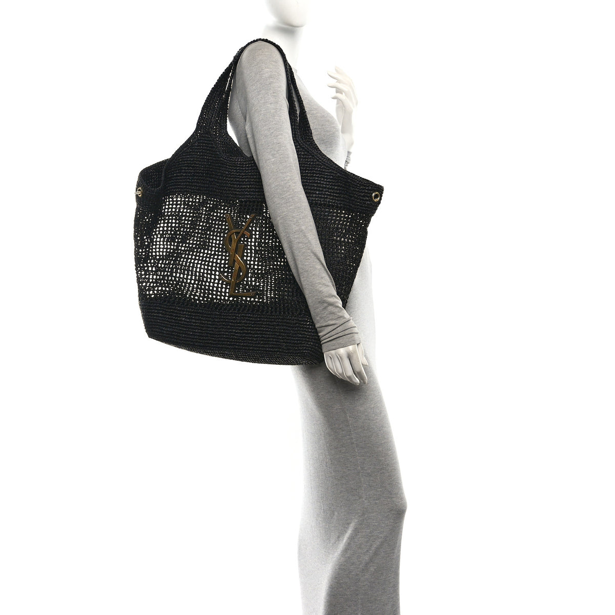 Raffia Icare Shopping Tote Black