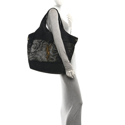 Saint Laurent Raffia Icare Shopping Tote Black 2 of 11