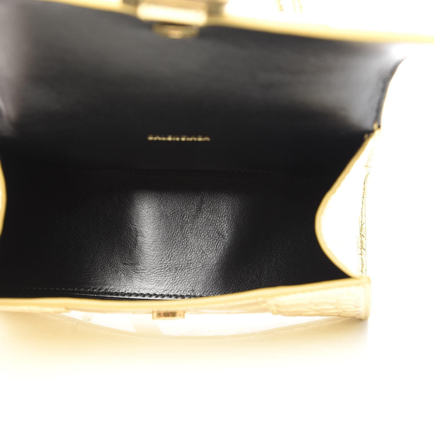 Balenciaga Metallic Calfskin Crocodile Embossed Hourglass Top Handle Bag XS Gold 5 of 10