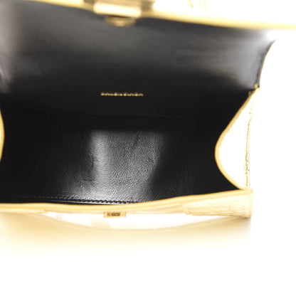 Balenciaga Metallic Calfskin Crocodile Embossed Hourglass Top Handle Bag XS Gold 5 of 10