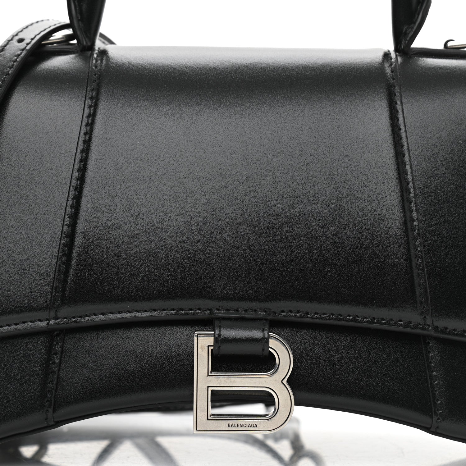 Balenciaga Shiny Box Calfskin Small Hourglass Top Handle Bag Black 7 of 9