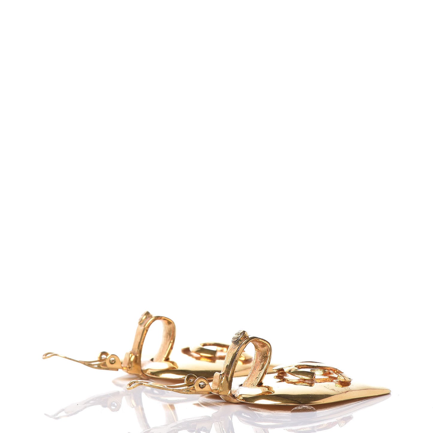 CC Heart Clip On Earrings Gold