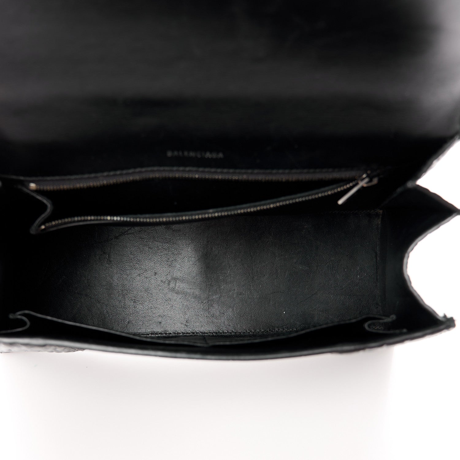 Balenciaga Shiny Calfskin Monochrome Crocodile Embossed Medium Hourglass Top Handle Bag Black 5 of 11