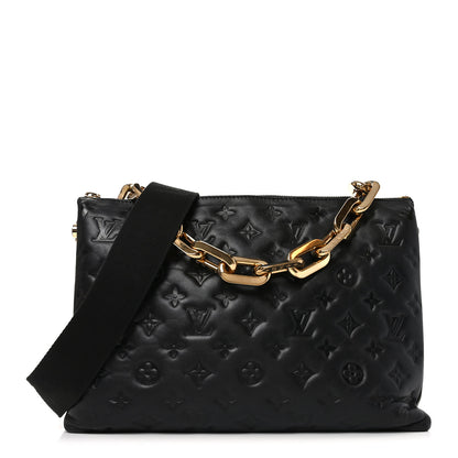 Louis Vuitton Lambskin Embossed Monogram Coussin MM Black 2 of 16