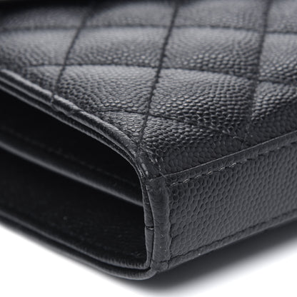 Saint Laurent Grain De Poudre Mixed Matelasse Triquilt Monogram Chain Wallet Black 4 of 4