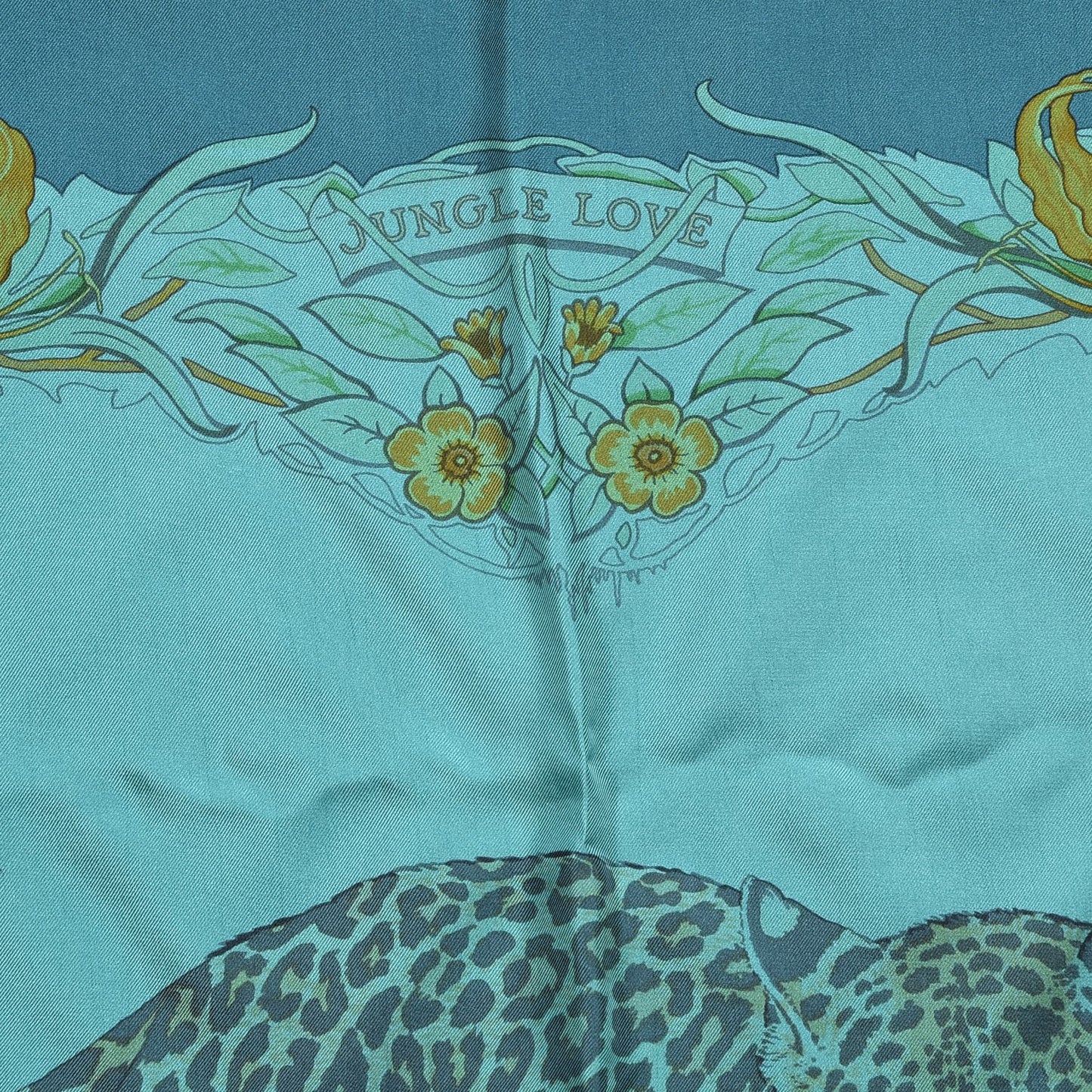 Silk Dip Dye Jungle Love Scarf 90 Menthol Canard Ocre