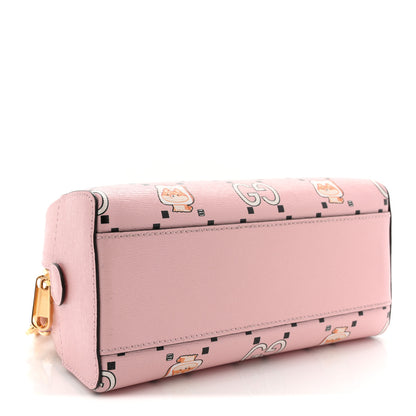Gucci X PIKARAR Textured Dollar Calfskin Animal Print Mini Ophidia Top Handle Bowler Bag Pink Multicolor 4 of 11
