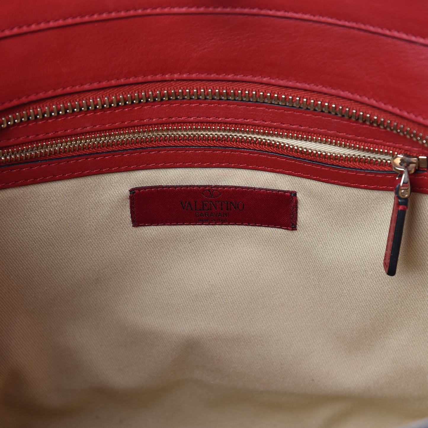 Vitello Rockstud Double Handle Tote Rosso Valentino