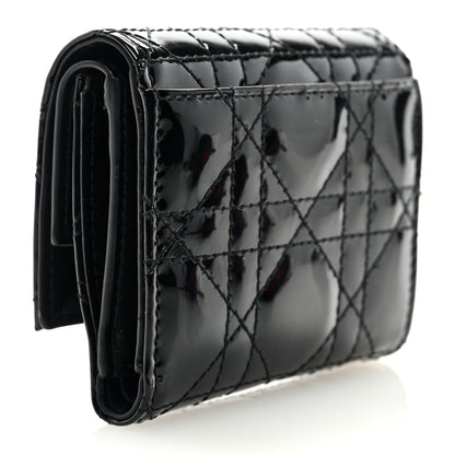 Christian Dior Patent Cannage Lady Dior Lotus Wallet Black 3 of 6