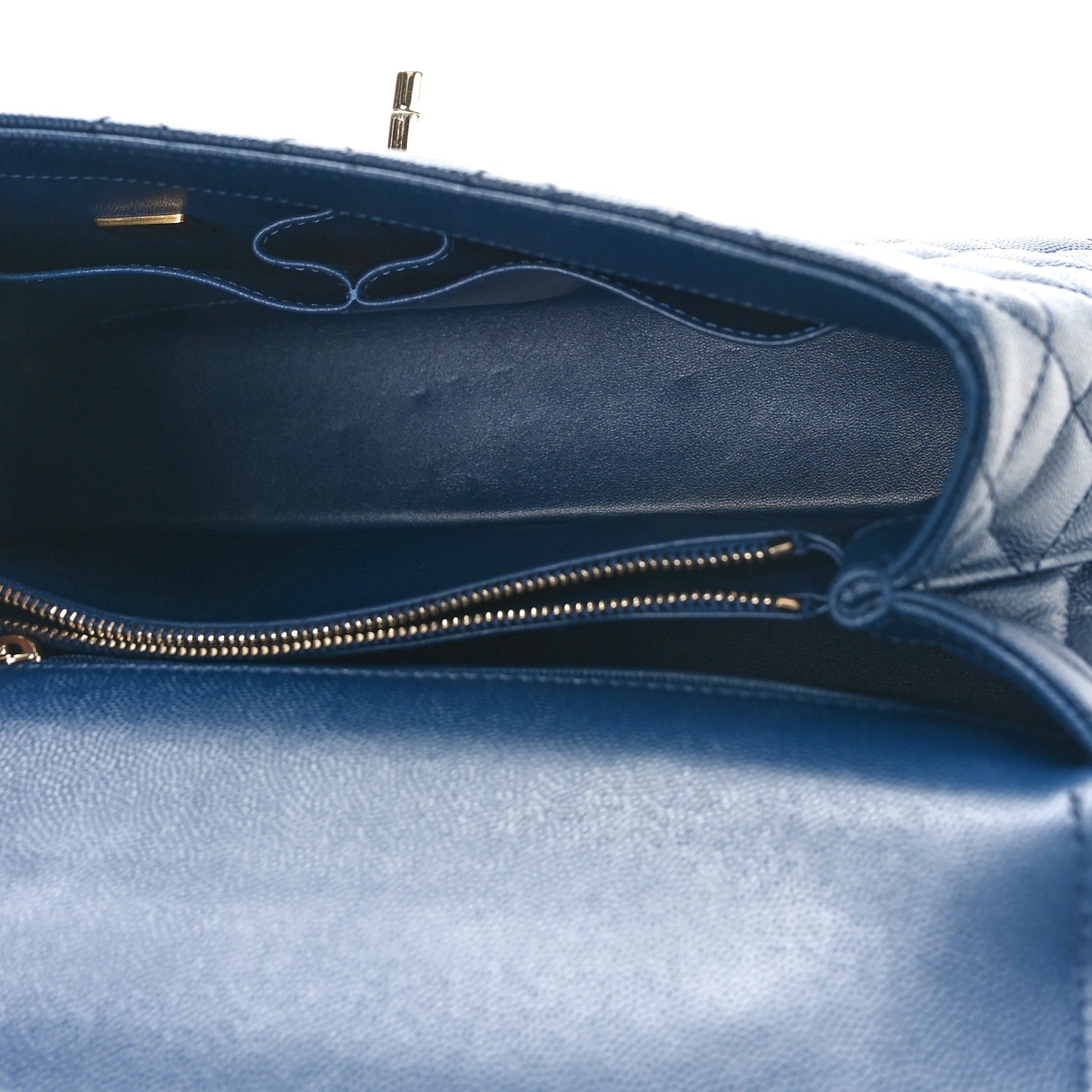 Chanel Caviar Lizard Embossed Quilted Small Coco Handle Flap Navy Blue 5 of 10