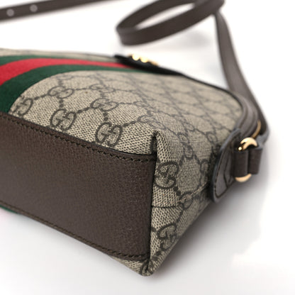 Gucci GG Supreme Monogram Textured Dollar Calfskin Web Small Ophidia Dome Shoulder Bag Beige Ebony New Acero 9 of 9
